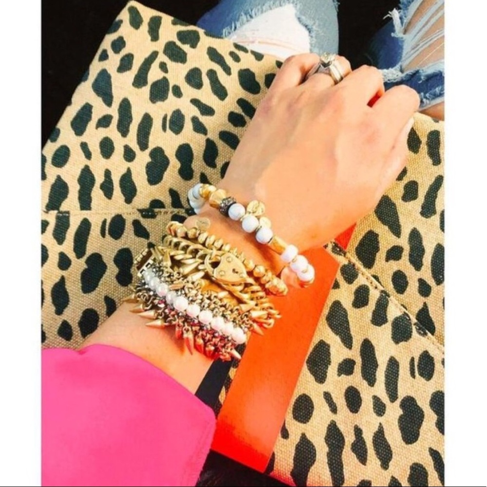 Stella & Dot | Bellamy Graphic Tan+Orange+Black Animal Print Clutch - Picture 16 of 16